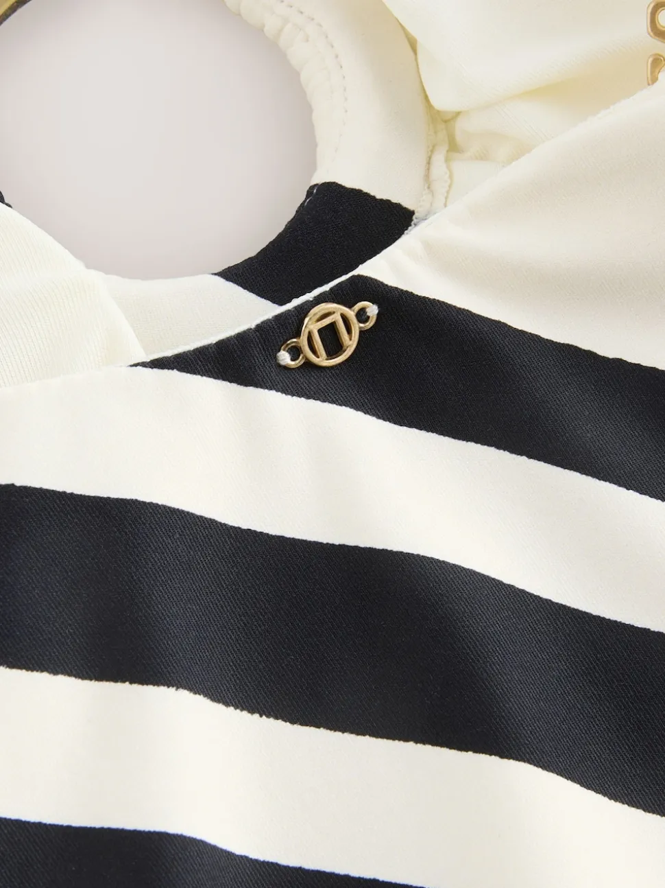 Crème/noir à rayures - Maillot de bain bandeau à contrôle du ventre