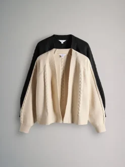 Crème/noir - The Set lot de 2 Cardigans en maille Torsade