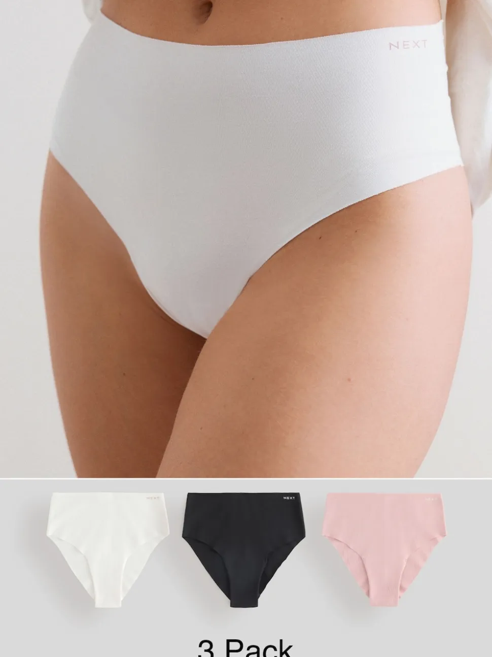 Crème/Rose/Noir - Lot de 3 culottes en coton majoritaire sans VPL
