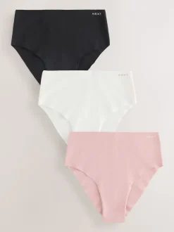 Crème/Rose/Noir - Lot de 3 culottes en coton majoritaire sans VPL