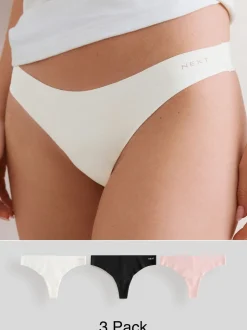 Crème/Rose/Noir - Lot de 3 culottes en coton majoritaire sans VPL