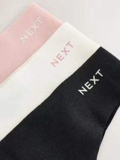 Crème/Rose/Noir - Lot de 3 culottes en coton majoritaire sans VPL