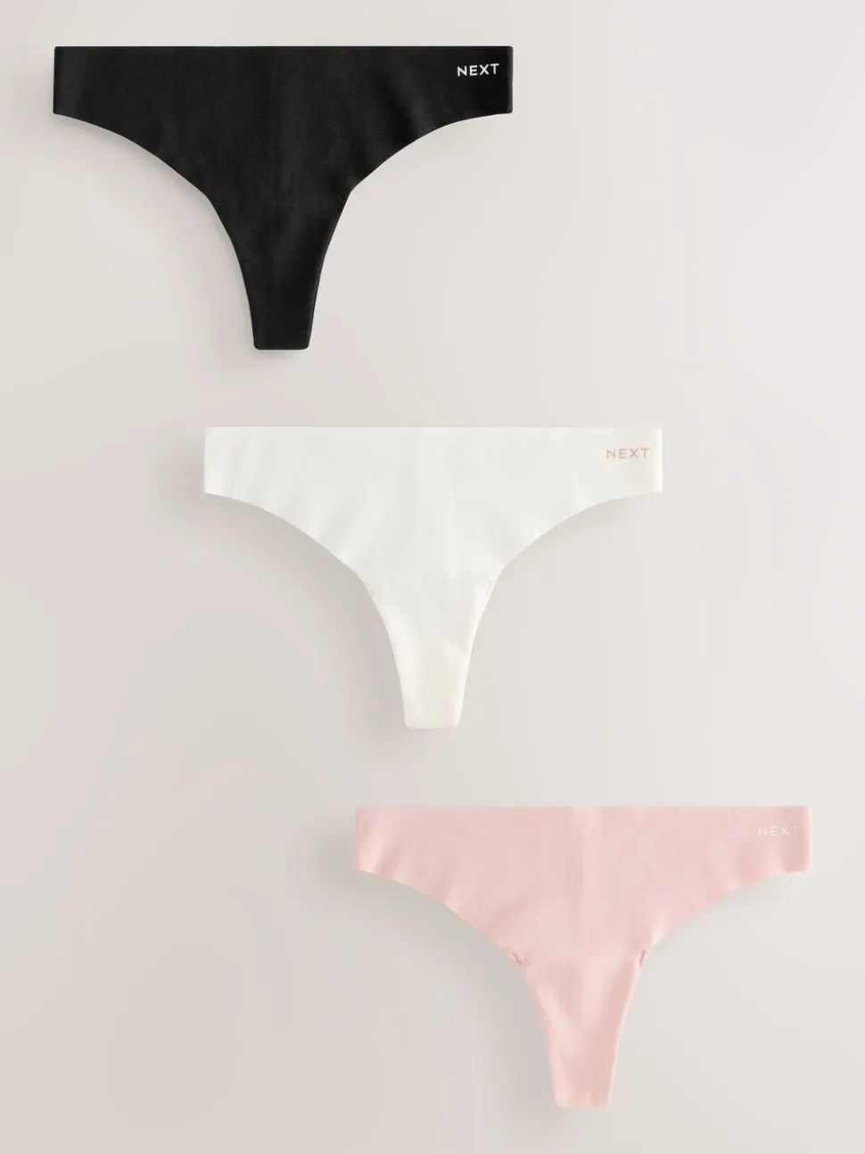 Crème/Rose/Noir - Lot de 3 culottes en coton majoritaire sans VPL
