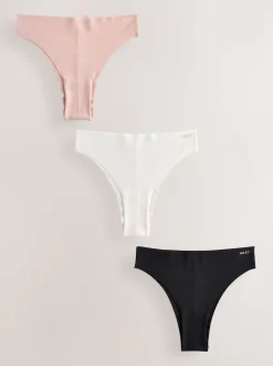 Crème/Rose/Noir - Lot de 3 culottes en coton majoritaire sans VPL