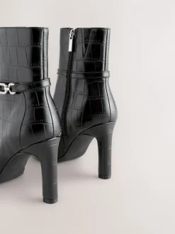 Croco noir en relief - Bottines à talons Forever Comfort® avec quincaillerie