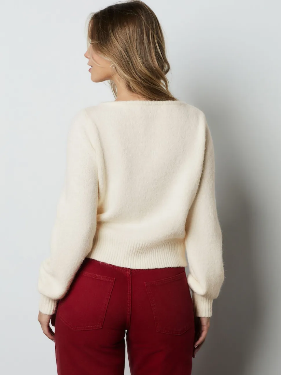 écru - Cardigan boutonné cœur en laine