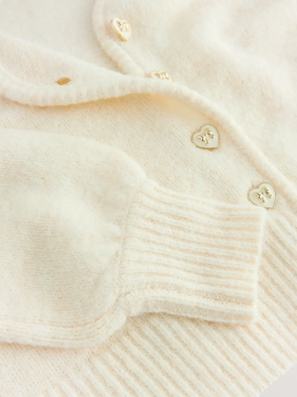 écru - Cardigan boutonné cœur en laine