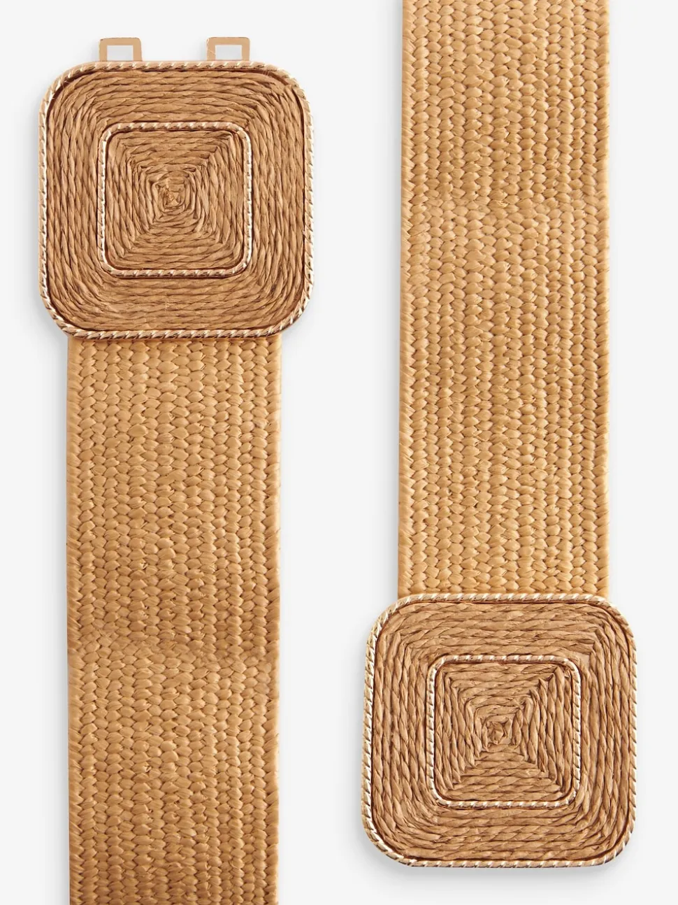 Écru - Ceinture large effet raphia à boucle carrée
