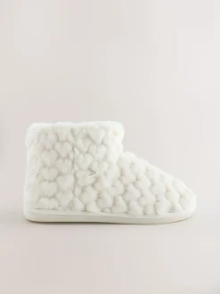 écru - Chaussons chaussons cœur en fausse fourrure