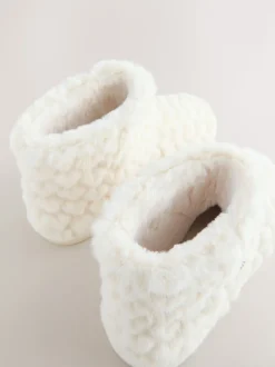 écru - Chaussons chaussons cœur en fausse fourrure