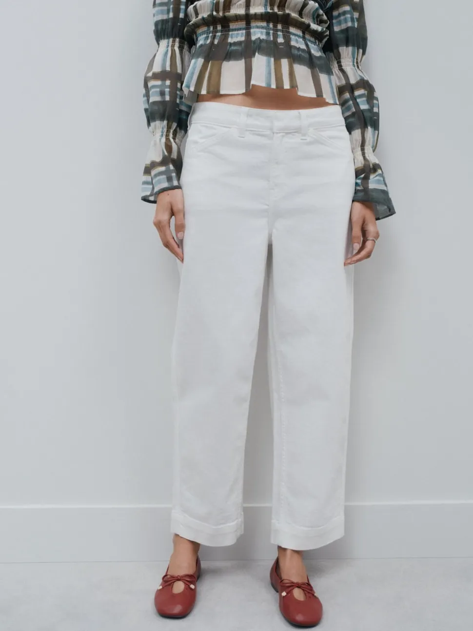 écru - Jean denim à jambe large
