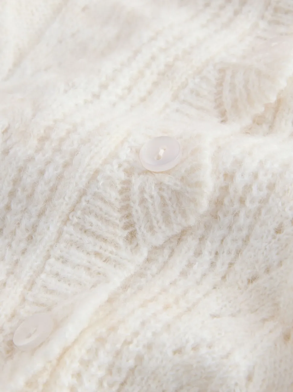 écru - Laura Ashley Cardigan boutonné pointelle et festoncles avec une touche de laine