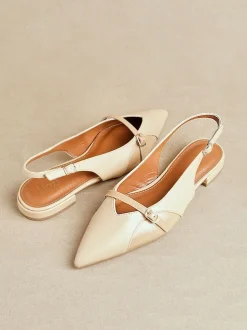 Écru - Linzi Chaussures de ballet à bout pointu Prague avec boucle