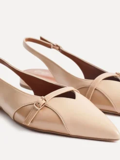 Écru - Linzi Chaussures de ballet à bout pointu Prague avec boucle