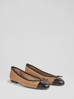 Écru - LK Bennett Ballerines en cuir et vernis Kara Embout