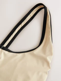 écru - Maillot de bain avec fermeture éclair et contrôle du ventre