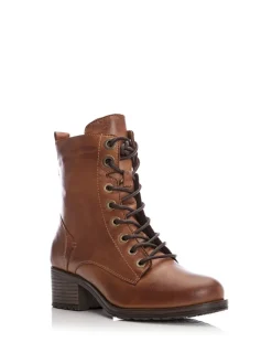 Écru - Moda in Pelle bottines en cuir à lacets Bezzie