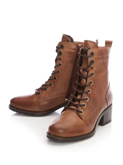 Écru - Moda in Pelle bottines en cuir à lacets Bezzie
