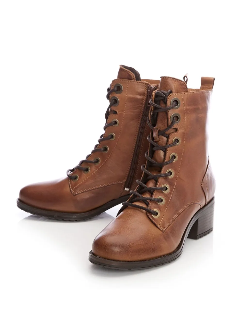 Écru - Moda in Pelle bottines en cuir à lacets Bezzie