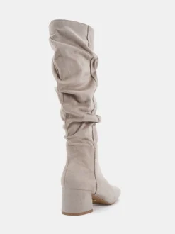Écru - Novo Bottes au genou froncées à talon carré geri
