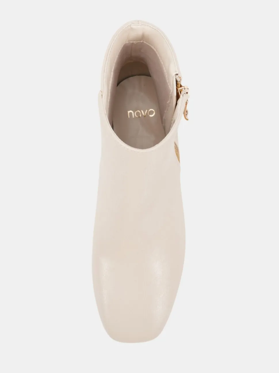 Écru - Novo Bottes Kate zippées à talons carrés et bout carré