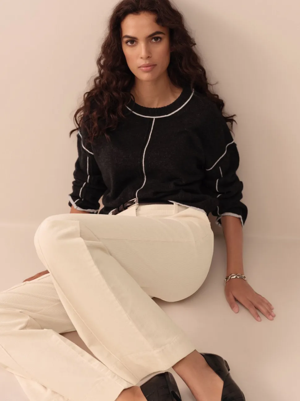 écru - Pantalon bootcut N. Premium en velours côtelé