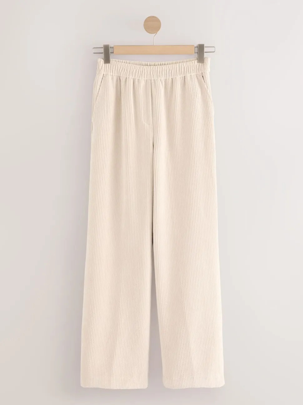 écru - Pantalons Amples en velours côtelé doux