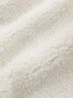 écru - Polaire zippée en peau de mouton avec col côtelé