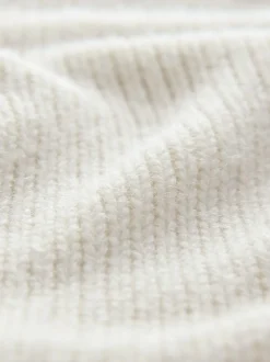 écru - Pull en maille épaisse à col droit avec laine