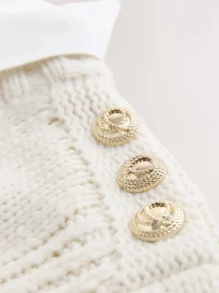 écru - Pulls look superposé en maille à col en V avec chemise