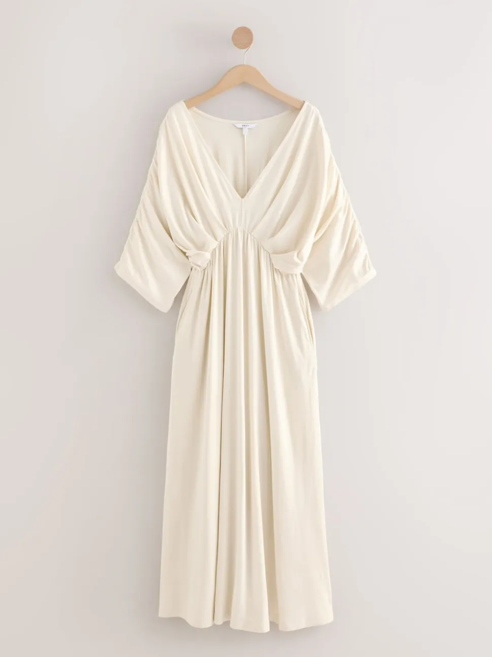 écru - Robe longue caftan en jersey