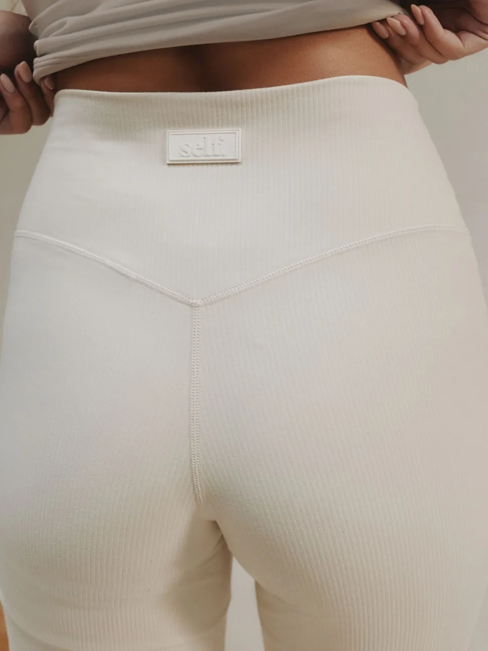 écru - Self Leggings larges côtelés