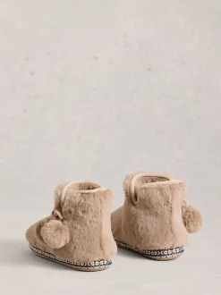 Écru - White Stuff chaussons bottines en fausse fourrure