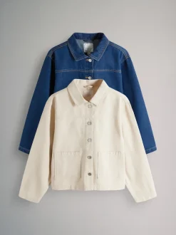 Écru/bleu moyen - The Set 2 Lot de vestes-chemises Denim
