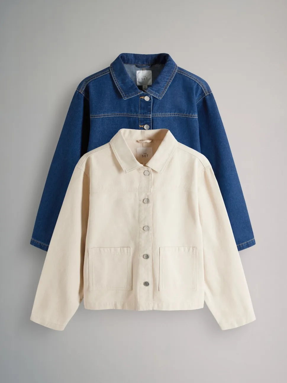 Écru/bleu moyen - The Set 2 Lot de vestes-chemises Denim