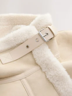 écrucrème - Veste aviateur à col cheminée doublé de peau de mouton
