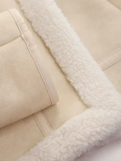 écrucrème - Veste aviateur à col cheminée doublé de peau de mouton