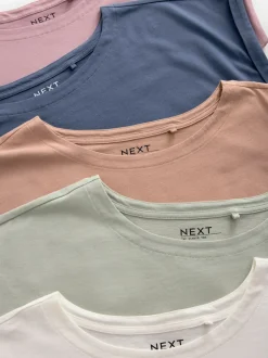 Écru/Taupe/Brown/Bleu/Jaune - Lot de 5 T-shirts à mancherons