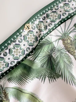 Écru/vert palmier - Bas de bikini Imprimé