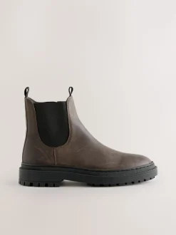 Cuir huilé marron chocolat - Chelsea Bottes/Bottines Forever Comfort® à bout rond