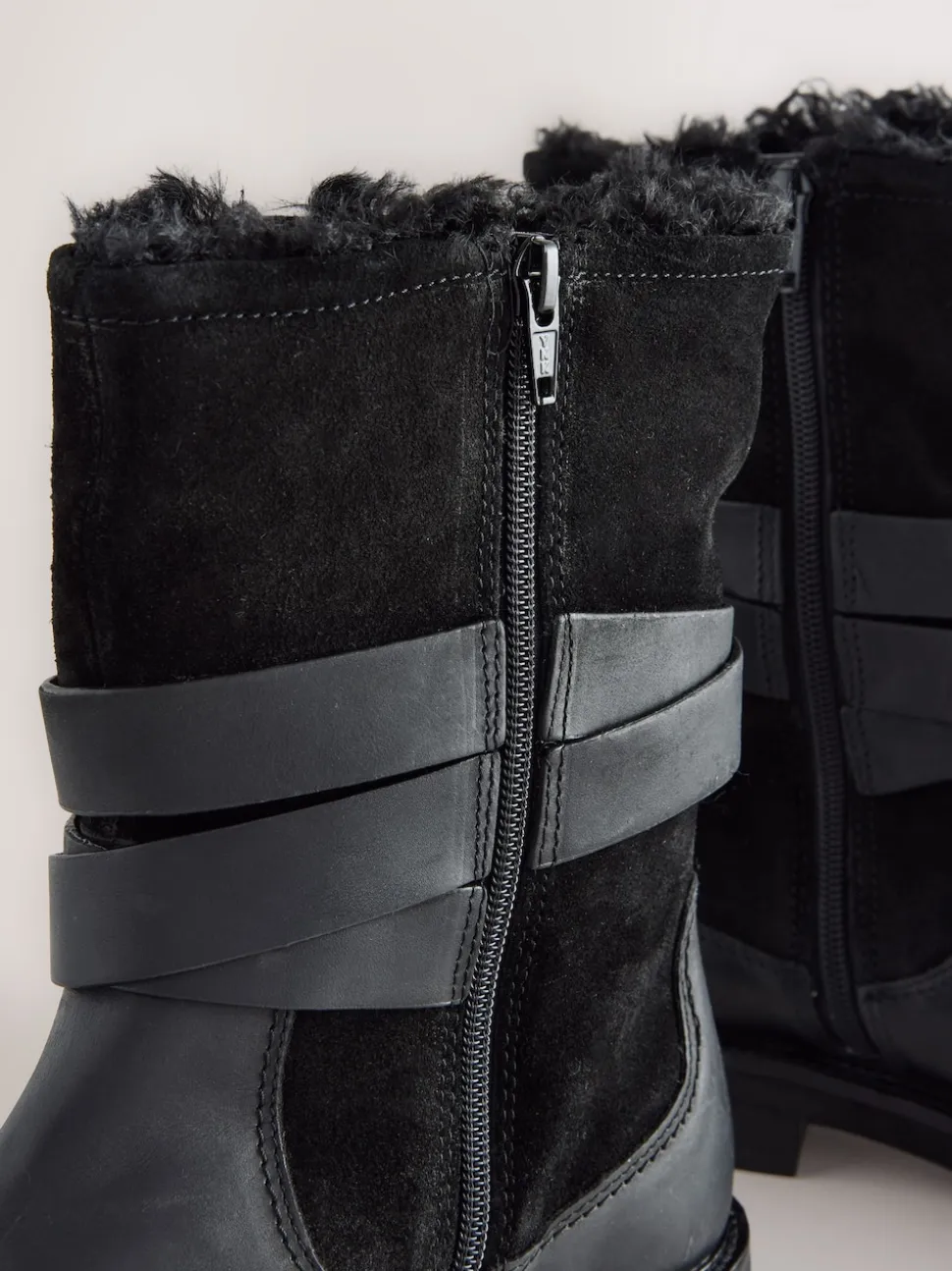 Cuir huilé noir - Bottines Forever Comfort® à boucle doublées de peau de mouton