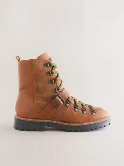 Cuir marron fauve - Bottes à lacets Forever Comfort® à boucle