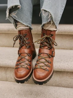 Cuir marron fauve - Bottes à lacets Forever Comfort® à boucle