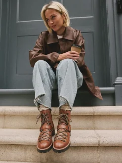 Cuir marron fauve - Bottes à lacets Forever Comfort® à boucle