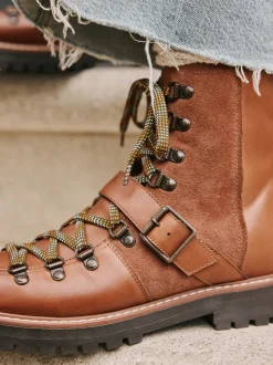 Cuir marron fauve - Bottes à lacets Forever Comfort® à boucle