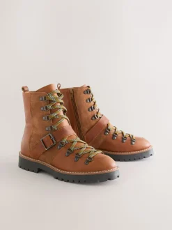 Cuir marron fauve - Bottes à lacets Forever Comfort® à boucle