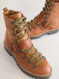 Cuir marron fauve - Bottes à lacets Forever Comfort® à boucle