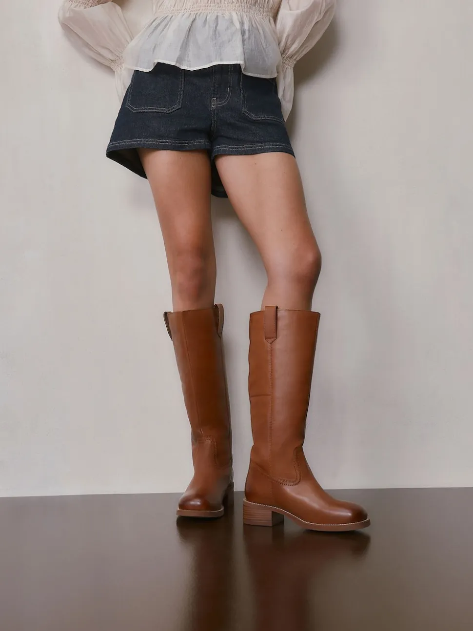 Cuir marron fauve - Bottes à enfiler Forever Comfort® hauteur genou