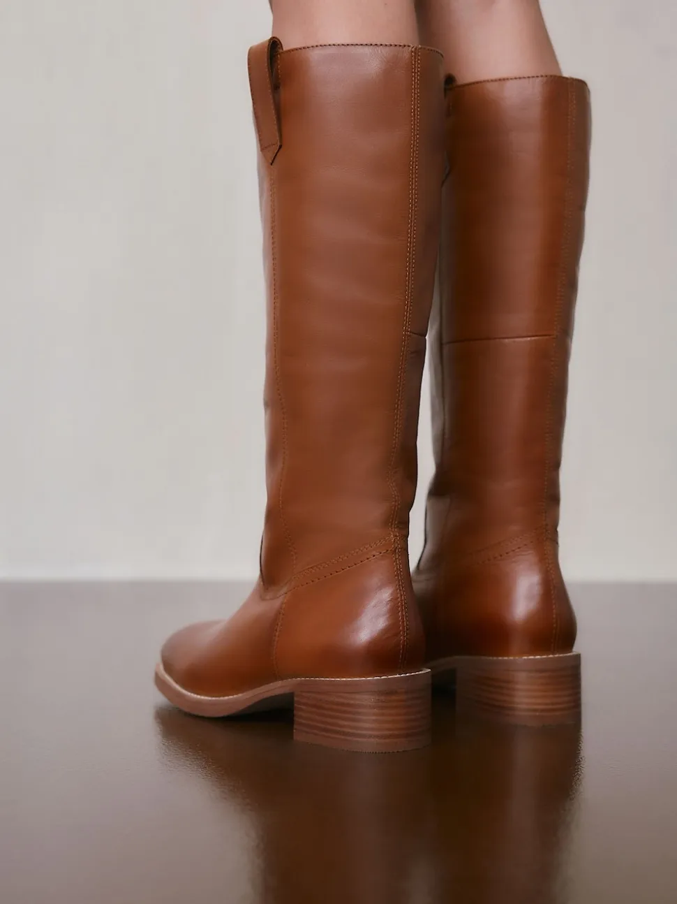 Cuir marron fauve - Bottes à enfiler Forever Comfort® hauteur genou