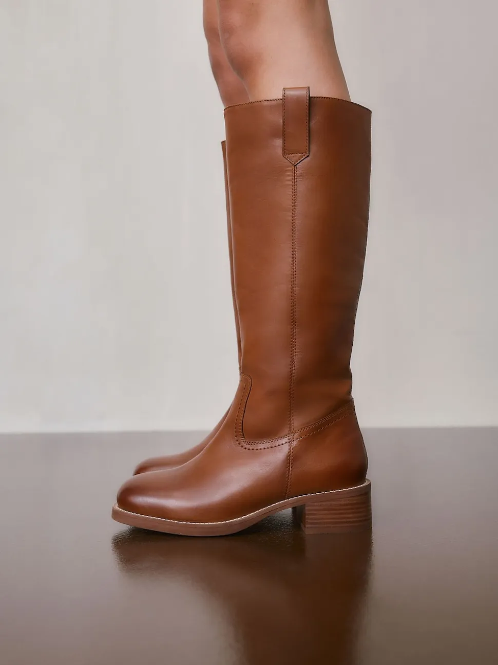 Cuir marron fauve - Bottes à enfiler Forever Comfort® hauteur genou